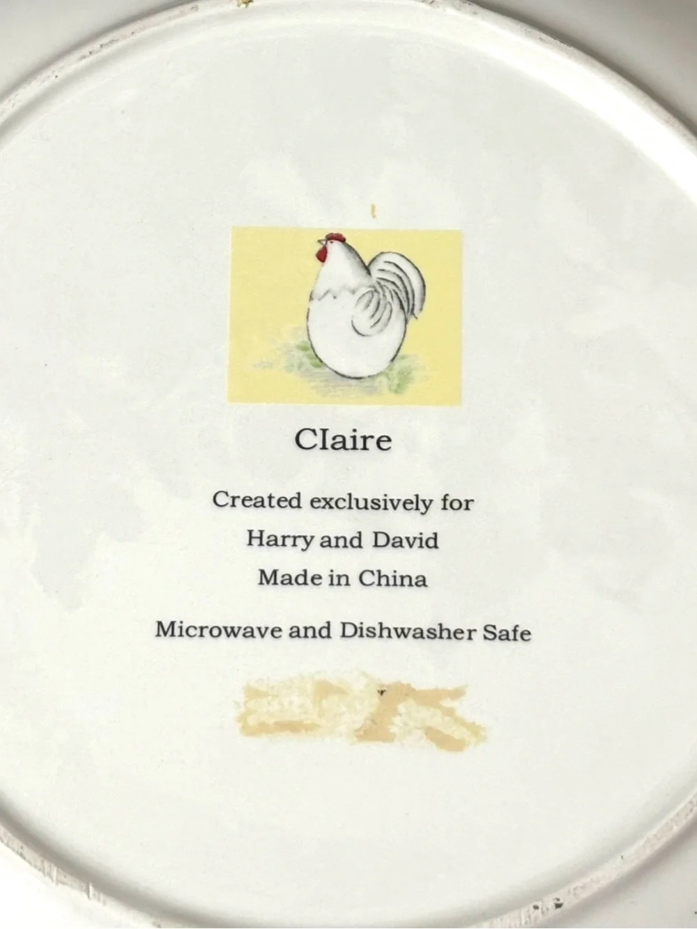 HARRY & DAVID VINTAGE ROOSTER HEN PLATE COLLECTIBLE FARMHOUSE COTTAGECORE DECOR